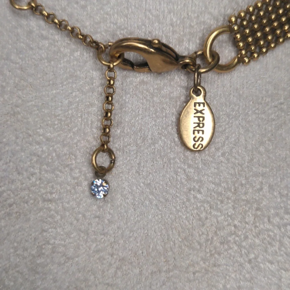 Express gold mesh art deco style chocker necklace w/ rhinestones - Picture 3 of 5
